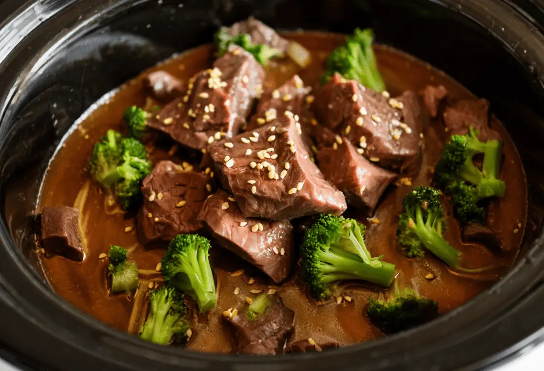 Slow Cooker Honey Garlic Beef and Broccoli
