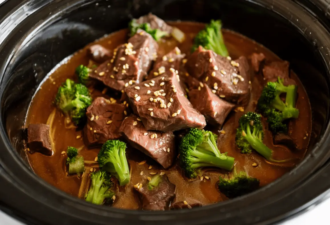 Slow Cooker Honey Garlic Beef and Broccoli
