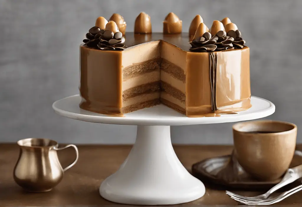 Triple Layer Coffee Caramel Mousse Cake