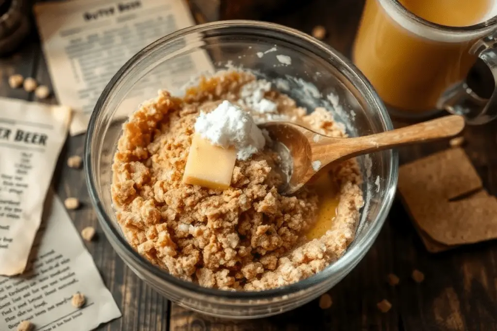 A bowl of crushed graham crackers mixed with melted butter and brown sugar, ready to form the buttery pie crust.