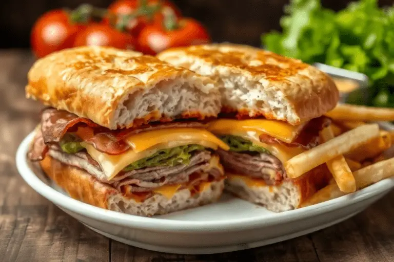 A plate of crispy toasted sandwiches served with French fries, a cold drink, and a side of ranch dressing for dipping.