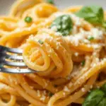 A plate of fresh homemade pasta with a light sauce, Parmesan cheese, and fresh basil, ready to serve.