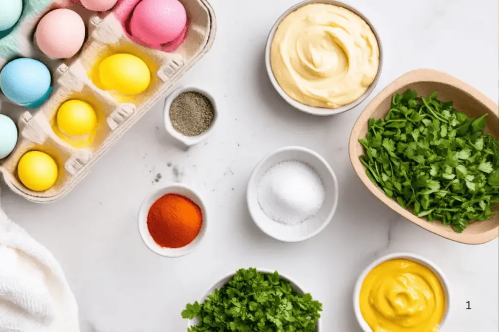 A colorful spread of fresh vegetables, puff pastry shells, and cream cheese, ready to make an easy Easter appetizer