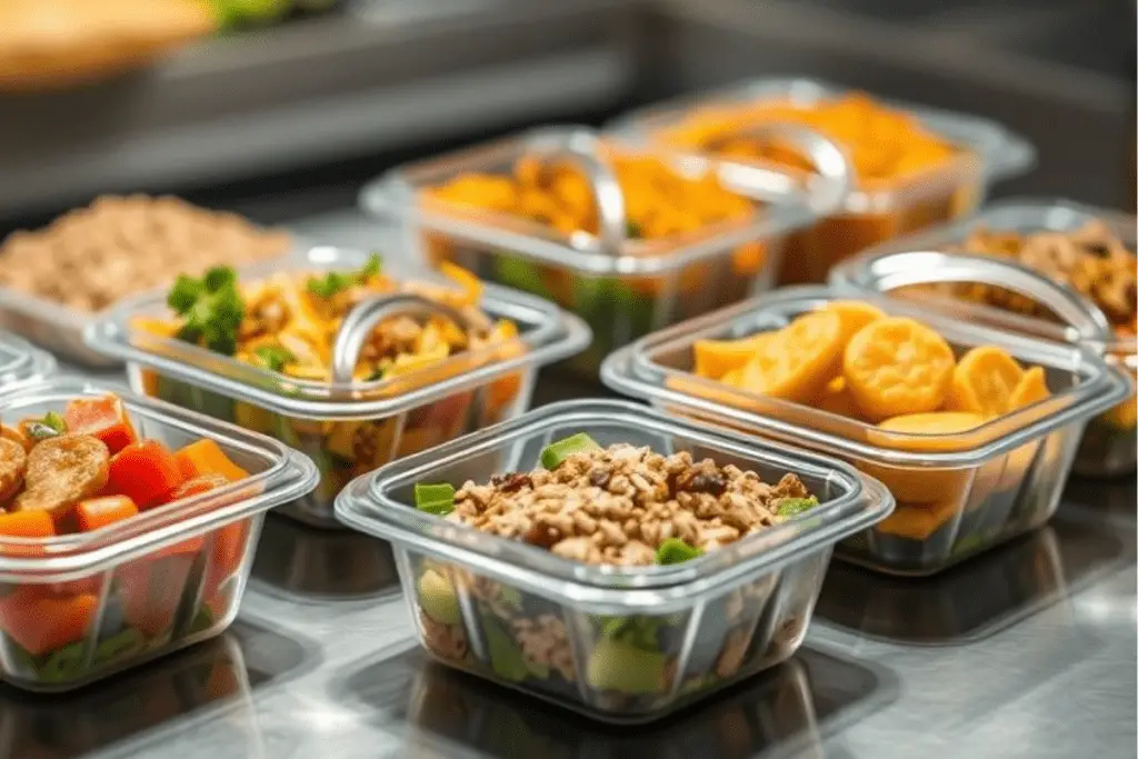 Prepared healthy and affordable meals stored in single portion containers